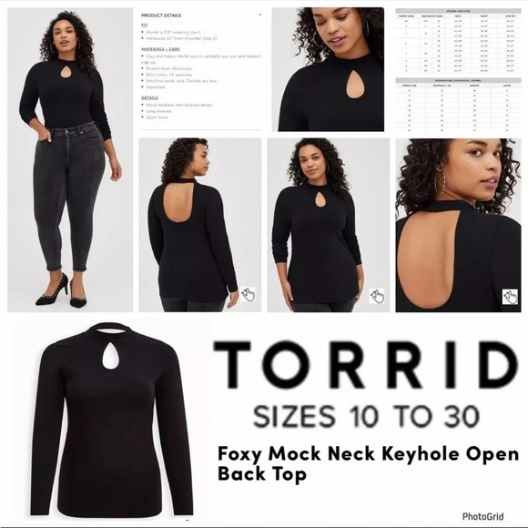 Torrid Keyhole Black Turtleneck streetwear mobwife Goth Minimalist Puse size - Picture 1 of 10